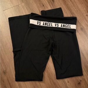 Victoria's Secret Black Leggings with White VS ANGEL Y2K